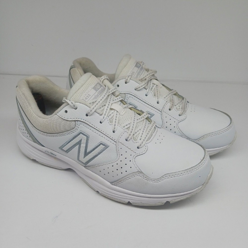 New Balance Womens 411 WA411LW1 Lace Up Low Top White Walking Shoes Sz US 8.5D